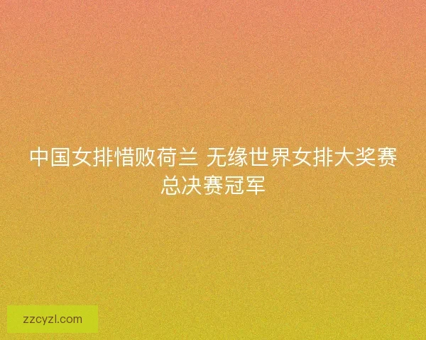 中国女排惜败荷兰 无缘世界女排大奖赛总决赛冠军
