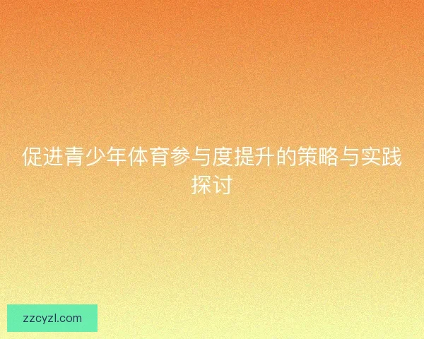 促进青少年体育参与度提升的策略与实践探讨